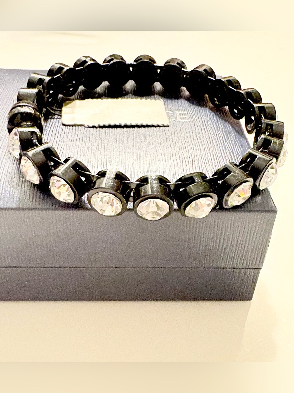 Chico's Black Bracelet with Clear Crystal Accents